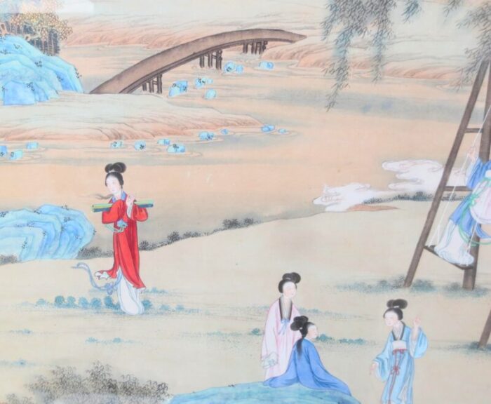 chinese maidens in a landscape watercolor 2221