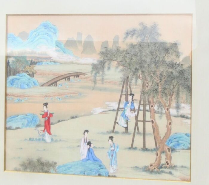 chinese maidens in a landscape watercolor 4992