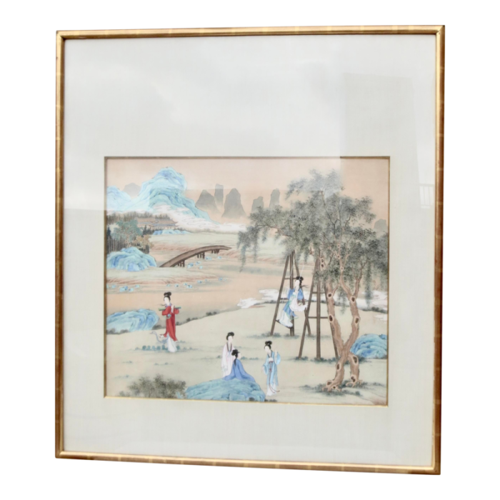 chinese maidens in a landscape watercolor 9678