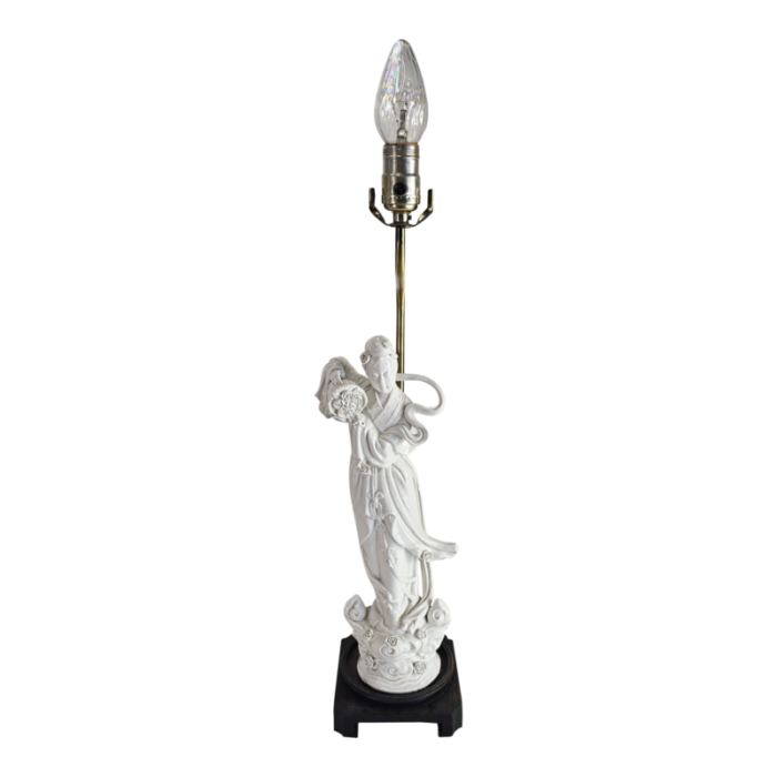 chinese quan yin blanc de chine figural lamp 23 tall 1315