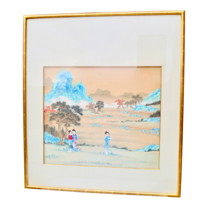 chinese watercolor maidens in landscape 2593