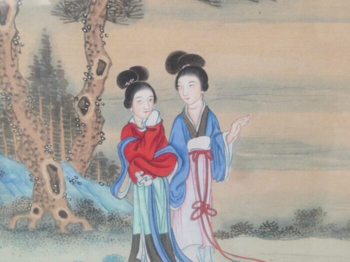 chinese watercolor maidens in landscape 2864