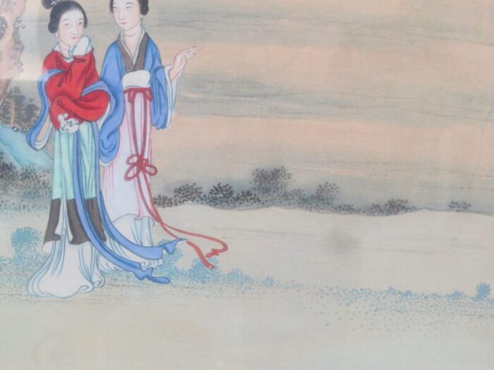 chinese watercolor maidens in landscape 6885