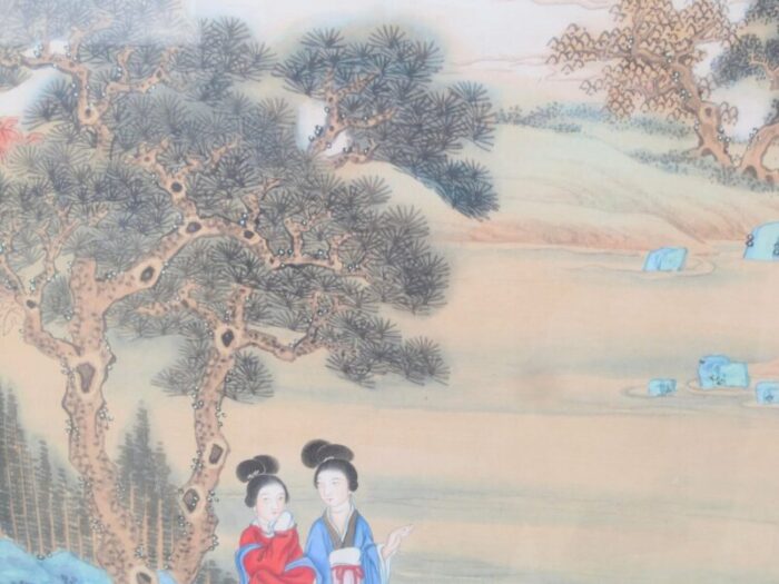 chinese watercolor maidens in landscape 7278