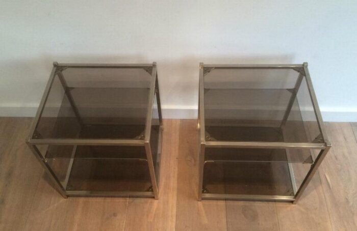 chrome 3 tier side tables 1940s set of 2 3