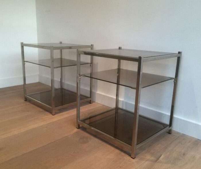 chrome 3 tier side tables 1940s set of 2 4