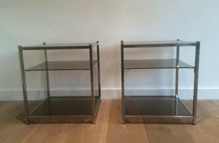 chrome 3 tier side tables 1940s set of 2 5