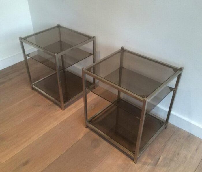 chrome 3 tier side tables 1940s set of 2 7