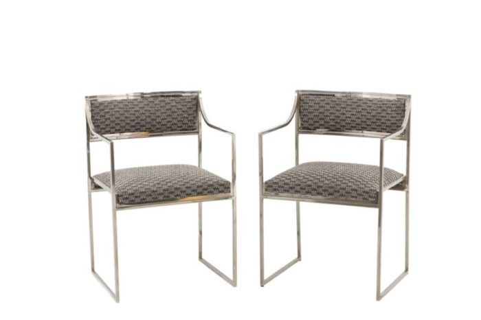 chromed metal armchairs 1970s set of 2 6