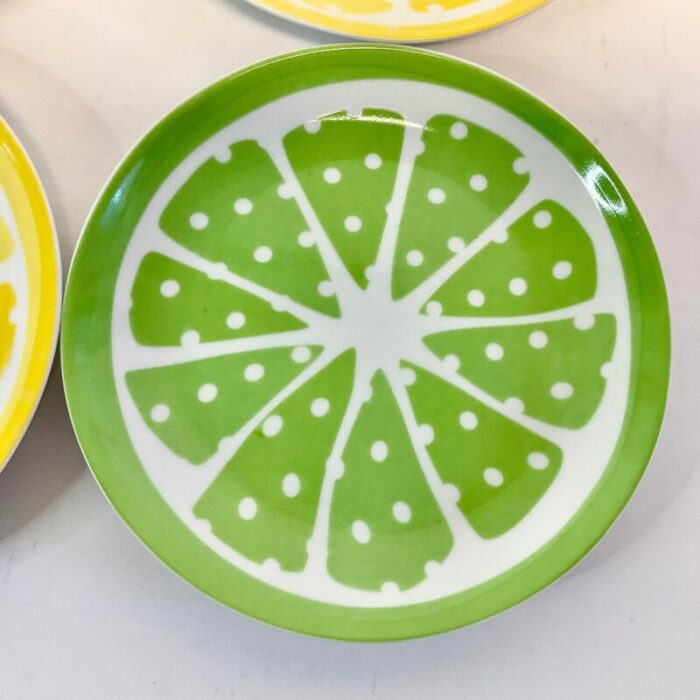 coastal boho chic lemon lime appetizer or desert plates set of 4 1129