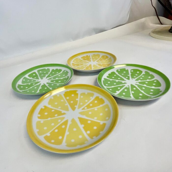 coastal boho chic lemon lime appetizer or desert plates set of 4 2793