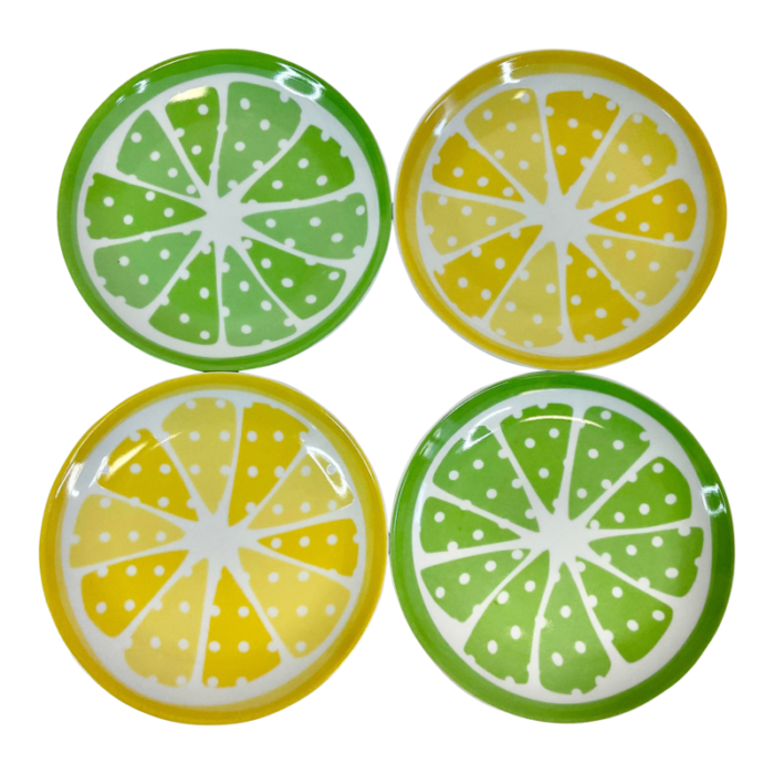 coastal boho chic lemon lime appetizer or desert plates set of 4 2820