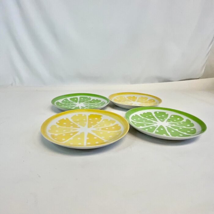 coastal boho chic lemon lime appetizer or desert plates set of 4 3548