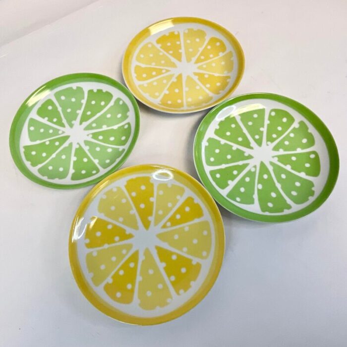 coastal boho chic lemon lime appetizer or desert plates set of 4 4507