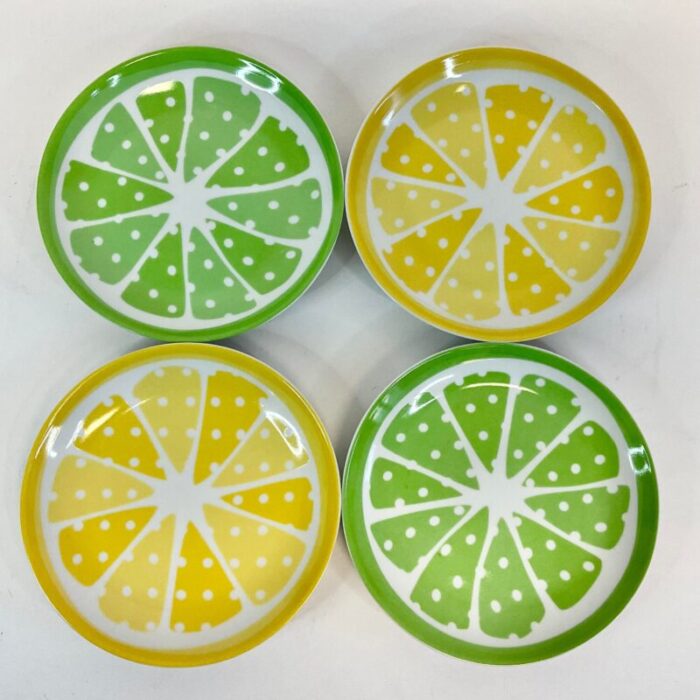 coastal boho chic lemon lime appetizer or desert plates set of 4 5420