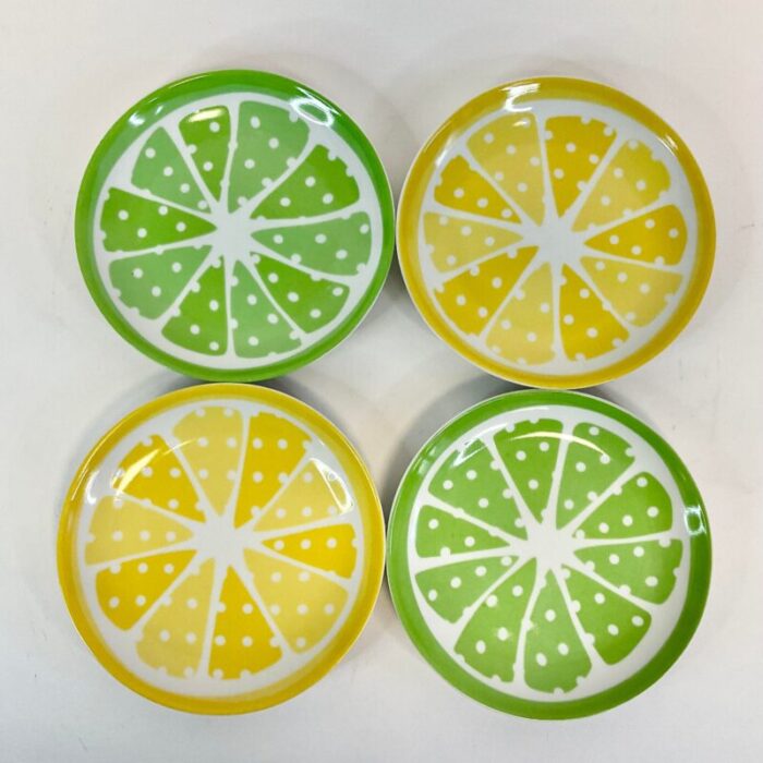 coastal boho chic lemon lime appetizer or desert plates set of 4 8566