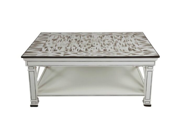 coffee table decorated with hand drawn cow horn texture 6125