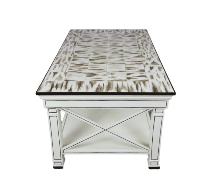 coffee table decorated with hand drawn cow horn texture 9430