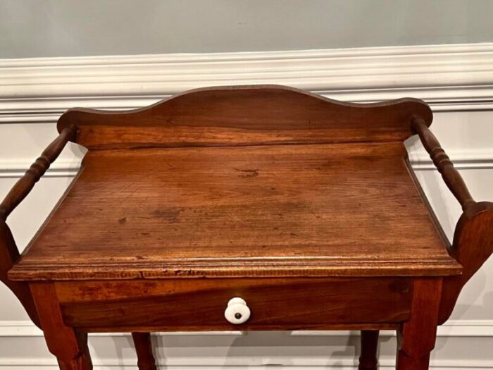 colonial style antique maple one drawer washstand towel bars and shelf ca 1930s 5113