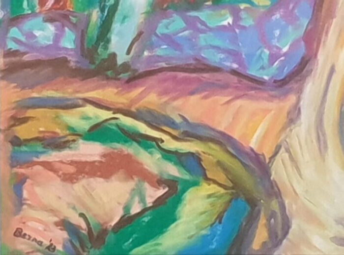 contemporary abstract expressionist landscape le petit chemin by bernadette van baarsen 6816