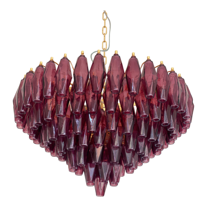 contemporary violet poliedri murano glass chandelier in venini style 7966