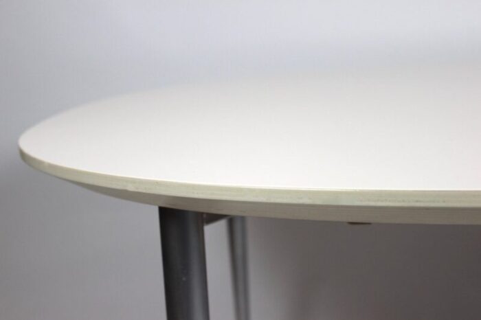 danish dining table with white laminate and steel legs 1980s 6