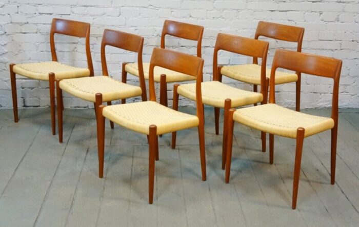 danish model 75 dining chairs 1960s set of 7 1