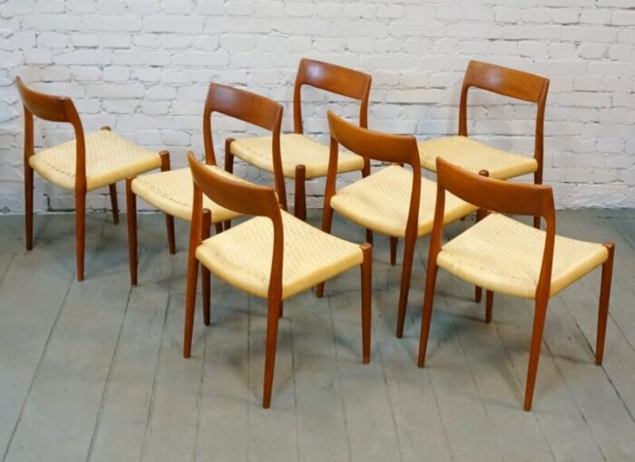 danish model 75 dining chairs 1960s set of 7 2