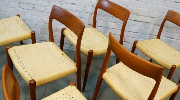 danish model 75 dining chairs 1960s set of 7 3