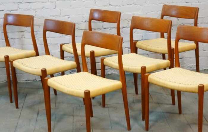 danish model 75 dining chairs 1960s set of 7 5