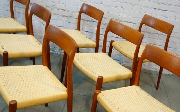 danish model 75 dining chairs 1960s set of 7 7