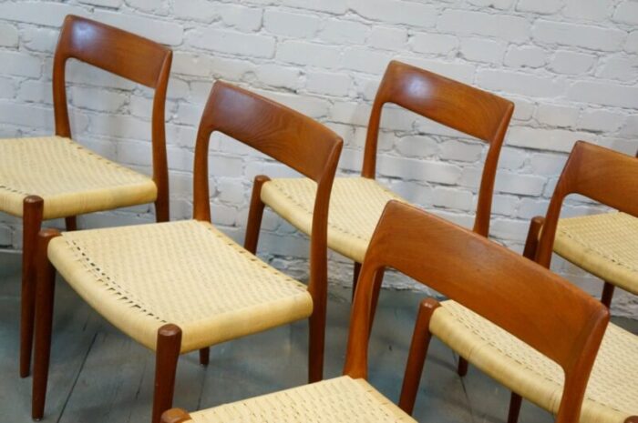 danish model 75 dining chairs 1960s set of 7 9