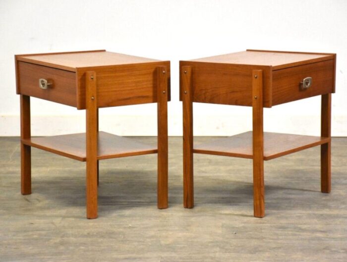 danish modern teak nightstands a pair 8573