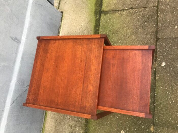 danish modern teak quadratic side tables 1960s set of 2 5