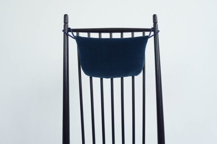 danish rocking chair in blu laguna velvet by hans j wegner 1950s 7