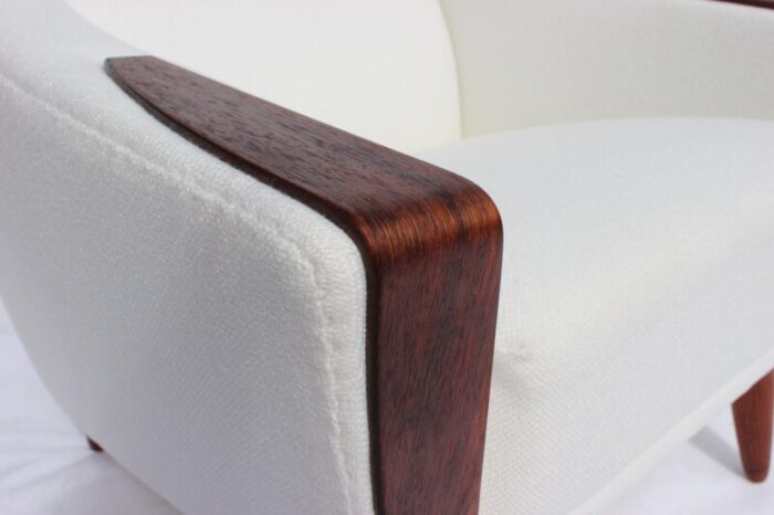 danish rosewood easy chair with low back upholstered in white fabric 1960s 4