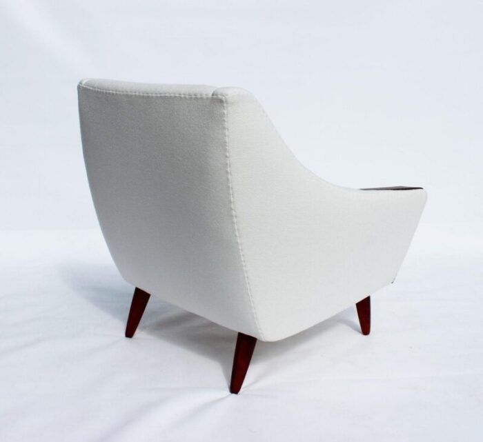 danish rosewood easy chair with low back upholstered in white fabric 1960s 5