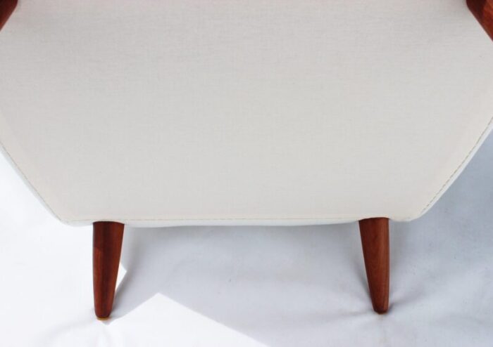 danish rosewood easy chair with low back upholstered in white fabric 1960s 6