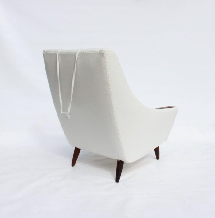 danish rosewood easy chair with tall back upholstered in white fabric 1960s 8