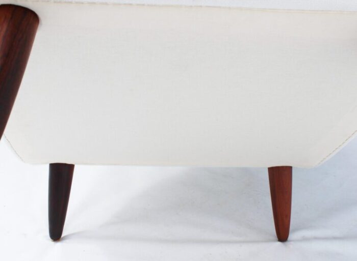 danish rosewood easy chair with tall back upholstered in white fabric 1960s 9