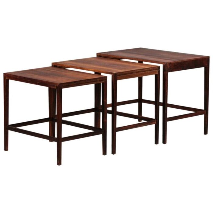 danish rosewood nesting tables 1960s set of 3 1