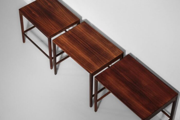 danish rosewood nesting tables 1960s set of 3 3