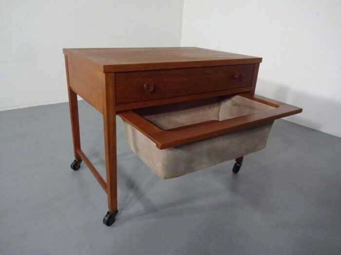 danish teak sewing cart 1960s 4