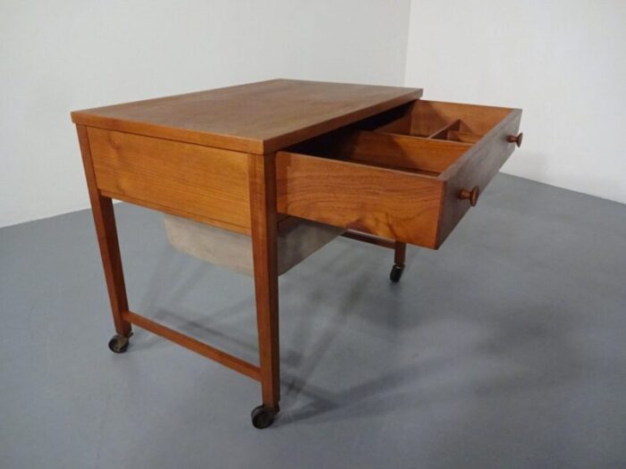 danish teak sewing cart 1960s 5