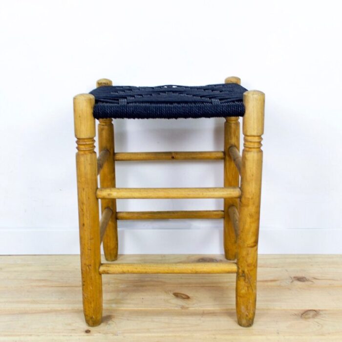 danish wood and rope stool 1950s 4