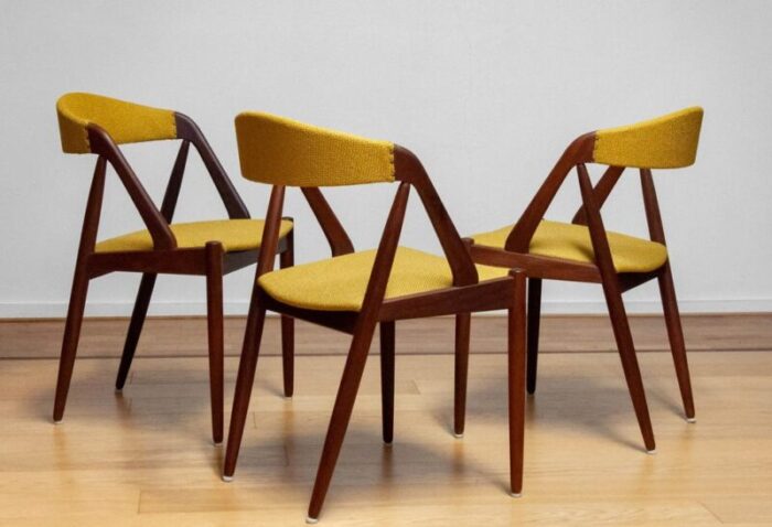 danish yellow ochre upholstered dining chair model 31 attributed to kai kristiansen 1960s 2597