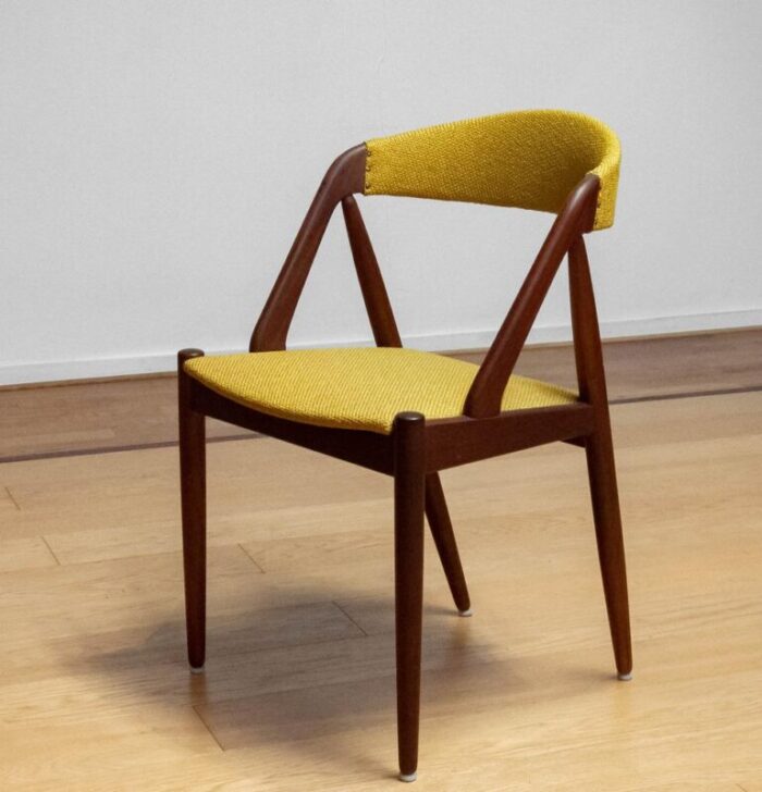 danish yellow ochre upholstered dining chair model 31 attributed to kai kristiansen 1960s 2786