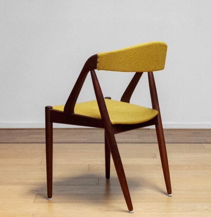 danish yellow ochre upholstered dining chair model 31 attributed to kai kristiansen 1960s 3687