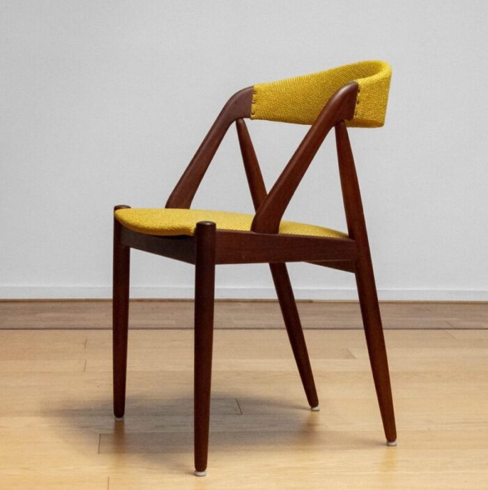 danish yellow ochre upholstered dining chair model 31 attributed to kai kristiansen 1960s 6044