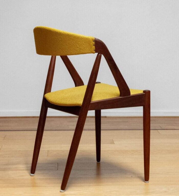 danish yellow ochre upholstered dining chair model 31 attributed to kai kristiansen 1960s 8443